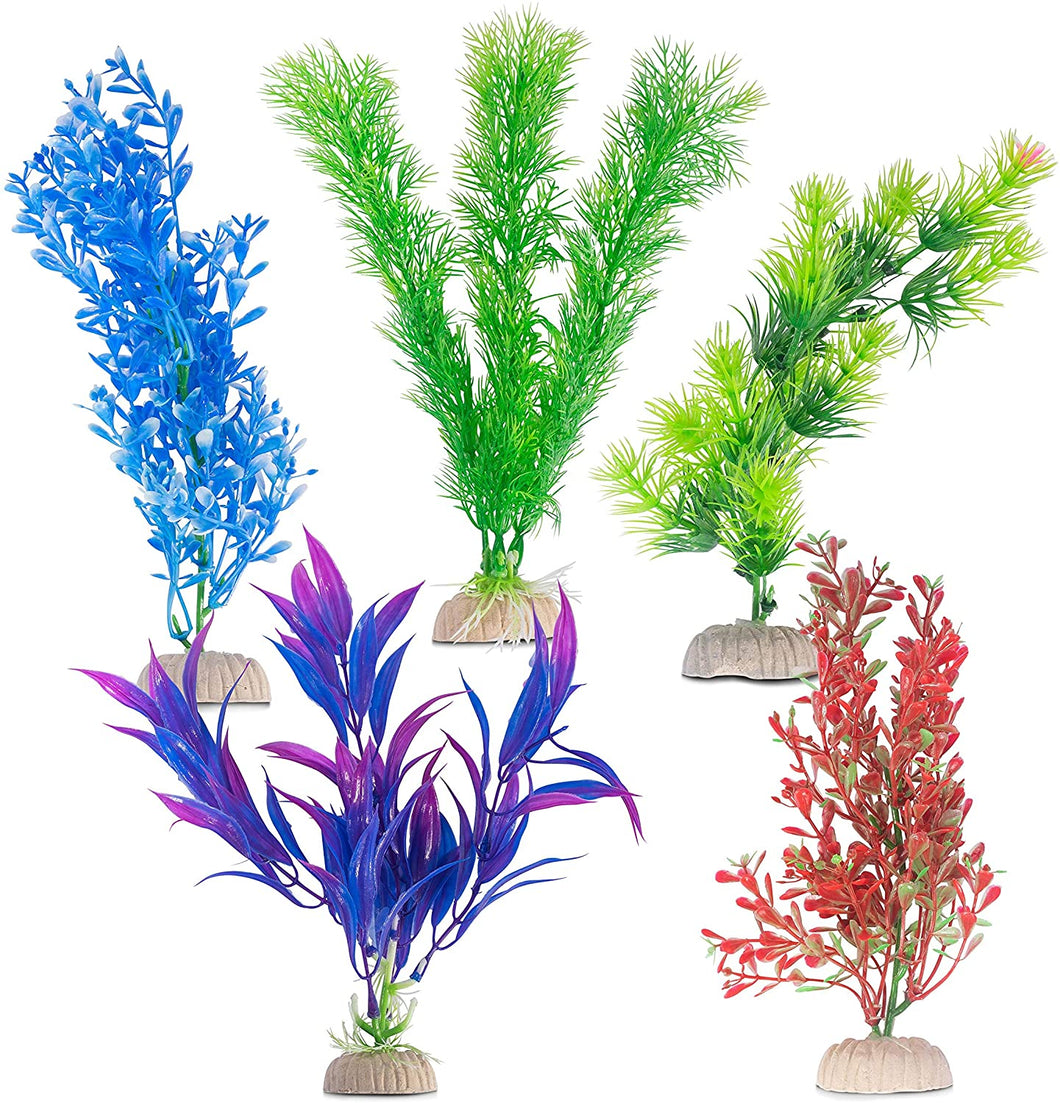 Aquatic Planet 5 PACK Artificial Fake Plastic Aquarium Plants Fish Tank Decoration