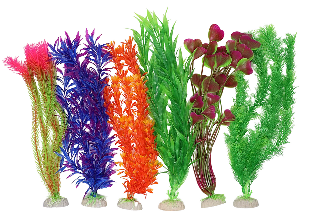 Aquatic Planet 6 PACK LARGE Artificial Fake Plastic Aquarium Plants Fish Tank Decoration